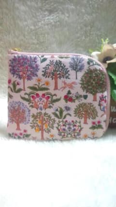 ☆ L字型ファスナーポーチ ☆『アールヌーヴォー・Forest』ピンクのサムネイル