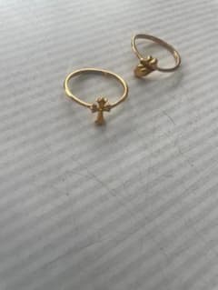 クロムハーツ　２２K バブルガムリング２本セット　２４．５号　クロス　タンのサムネイル
