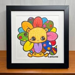 フラワーライオン」｜絵画 原画 抽象画 絵 動物画 ドローイング ポップ