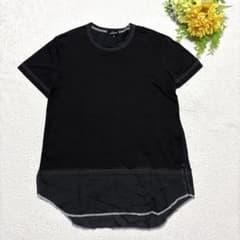 トリココムデギャルソン 切替Tシャツ 黒 M コットン リネン AD2018