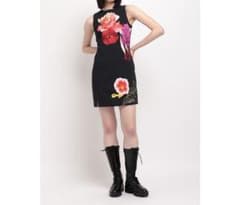Desigual ノースリーブ ワンピース 花柄 リップデザイン 個性的のサムネイル