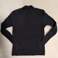 ♥UNIQLO【M】リブハイネック長袖カットソー ★ブラック