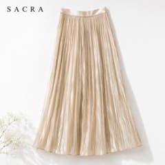 SACRA サクラ プリーツロングスカート ゴールドベージュ 美品 - メルカリ