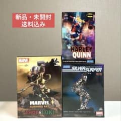 アメコミ　フィギュア３体セット　シルバーサーファー　ソー&ロキ　ハーレイ・クイン
