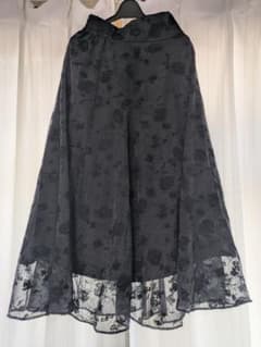 mysty woman フレアスカート ブラック 花柄のサムネイル