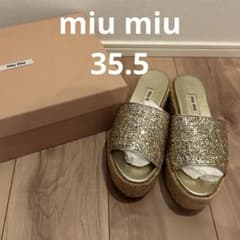 美品】miumiu ミュウミュウ グリッタージュートサンダル 35.5 - メルカリ