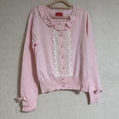 BABY リボン レース カーディガン ピンク