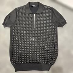 DSQUARED2 スタッズ ハーフジップ ポロシャツ ブラックのサムネイル