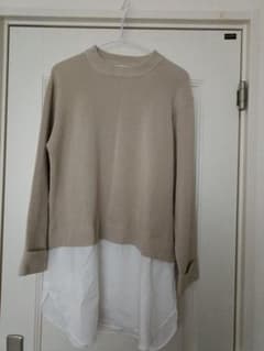 Chocol Raffine Robe Knit Panel Long-Sleeve Top, Tunic