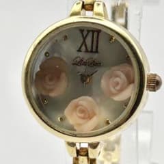 LIZ LISA 244 クォーツ ゴールド レディース バラ 腕時計 新品電池