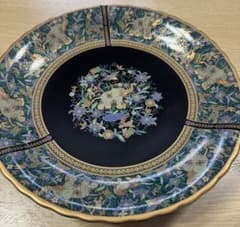 エクレクティックカイカイ像更紗デザイン 陶器皿 直径27cm 美濃焼 金採