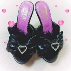最終大幅値下げ！夢展望♡MARS系 完売品クリアヒールレースりぼんサンダル♡黒のサムネイル