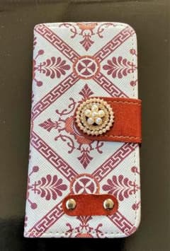 ☆★　iPhone SE用ケース 手帳型 パールビジュー付き（ブラウン)　★☆のサムネイル