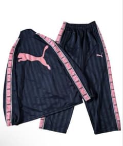 3点セットPUMA ピンク デカロゴ ジャージ上下セット y2k ネイビー 希少