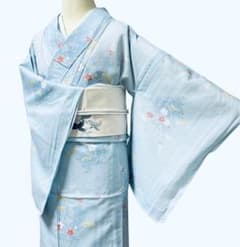 A71愛華 美品　着物 訪問着　絽　単衣　枝花 手縫い仕立て　正絹 A68愛華 美品洗える訪問着絽 水色花柄 誂えポリエステル手縫い仕立て