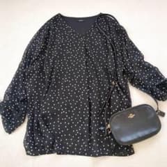 【大きいサイズ 5L】グリッセ◇ドット柄 水玉 シアーブラウス シフォン