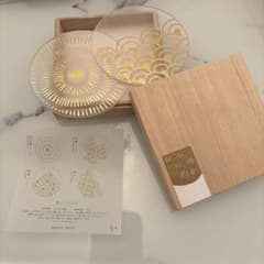 【新品・未使用】箔 コースター 木箱入り2枚セットのサムネイル