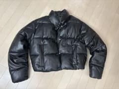 ZARA フェイクレザー ダウンジャケット ブラック XSのサムネイル