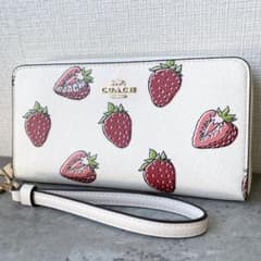 未使用 COACH 長財布 コーチ ロングジッピーウォレット いちご 