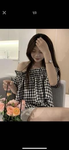 shein Honeyspot ギンガムフリルトリムバルドブラウスのサムネイル