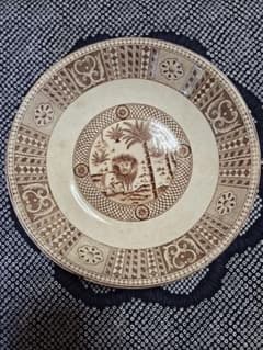 金継ぎ用/蔵出】大正ロマン 日本硬質陶器 コロナ ライオン 特大深皿