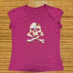 MIKA LANCE スカル 半袖Tシャツ ピンクのサムネイル