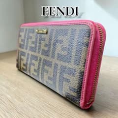 FENDI フェンディ ラウンドファスナー ズッカ 長財布 バイカラー PVC