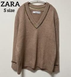ZARA チェーン ニット Sサイズ レディース トップス ベージュ ザラのサムネイル