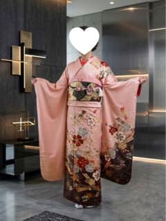 振袖フルセット 桃色 ピンク 熨斗・花模様 吉祥文様 古典 成人式 
