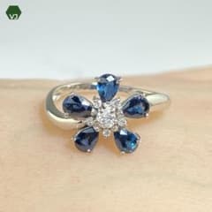 32-16】サファイア ダイヤモンド リング S1.09ct D0.1ct - メルカリ