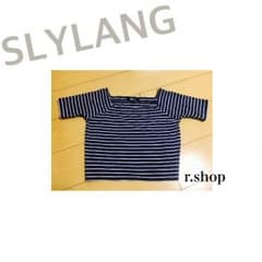 SLYLANG♡   ボーダークロップド丈トップス (へそ出しトップス)のサムネイル
