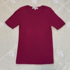 ユニクロ×イネス　レディースMリブ編み　半袖 ボルドー おしゃれ　美品　綿100