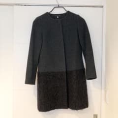 ノーカラーコート　グレー　黒のサムネイル