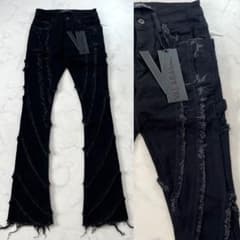 VALABASAS バラバサス フリンジスタックフレアデニム ブーツ