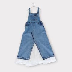 ベル ヴィンテージ チュール ドッキング デニム サロペット ワンピース