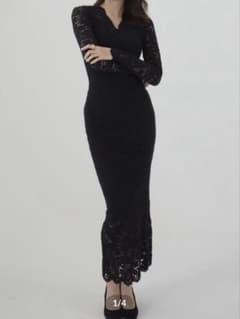 bocheron Elegant Lace Long Dress Blackのサムネイル