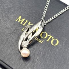 MIKIMOTO ミキモト ネックレス 1Pパール 真珠 5mm リーフ 925 - メルカリ