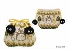 My Neighbor Totoro Pom Pom Kurosuke Series Knit Drawstring Bag: Hide-and-Seek Kurosuke