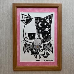 油彩画『如意猫守』 一点物 原画 アート 開運 原画一点物】「優しさのかけら」猫の絵 絵画 原画 絵 動物画 ポップ