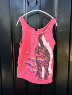 AS KNOW AS PINKY タンクトップ　pink 猫　古着　夏服のサムネイル