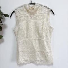 美品✨アイボリー レース ノースリーブ トップス レース タンクトップ 上品