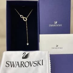 スワロフスキー インフィニティネックレス ローズゴールド 箱付 クロス 