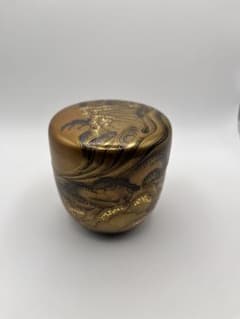 金地鳴門蒔絵棗　加賀蒔絵師　野村大仙作　共箱のサムネイル