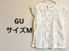 GU総レース白ブラウスM未使用上品清楚系春夏人気のサムネイル