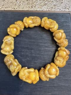 V-1065-2 文玩　天然ラクダ骨　猿彫り　ブレスレット　開運　お守り　魔除け V-1065-2 文玩 天然ラクダ骨 猿彫り ブレスレット 開運 お守り 魔除け