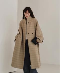 Hella tweed long coat ツイードロングコート ベージュ - メルカリ