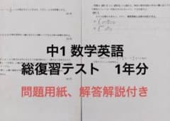 鉄緑会中1英語復習テスト、計算テストなどフルセット 1年分 B4 解説解答付 鉄緑会中1英語復習テスト、総復習テスト 1年分 B4 解答付 - メルカリ