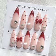 ネイルチップ‪‪♡ローズ レッド 赤 量産型地雷韓国ワンホンイニシャルガーリー 現品]ネイルチップ フレンチガーリー 韓国 ワンホン 量産型 地雷系 赤
