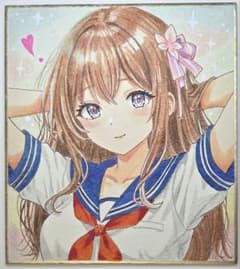 手描きオリジナルイラスト【セーラー服・女子高生 その4】コピック原画