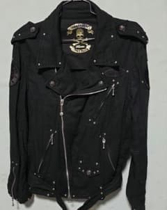 ロエン Roen メタルスカル ワッペン ダブルライダースジャケット 52 XL